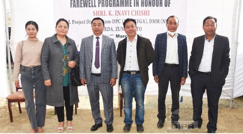 DRDA Zunheboto bade farewel to (Rtd) Project Director, K Inavi Chishi, at DRDA Rest House, Zunheboto on March 7. (DIPR Photo)